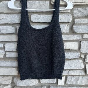 SKIMS Black Fuzzy Tank Top